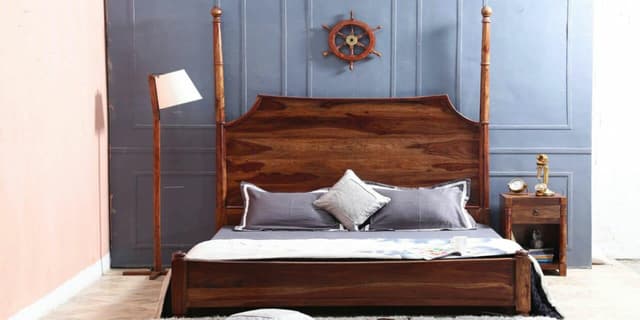 Dark wooden unpolished raw-looking bed Dark wooden unpolished raw-looking bed