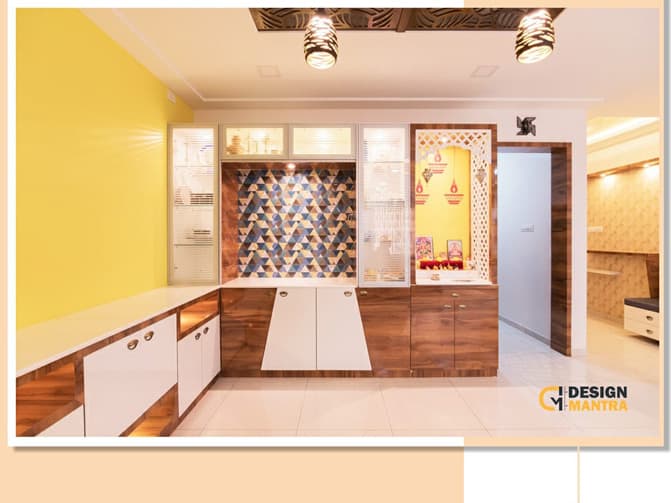 An extended space with a pooja area An extended space with a pooja area