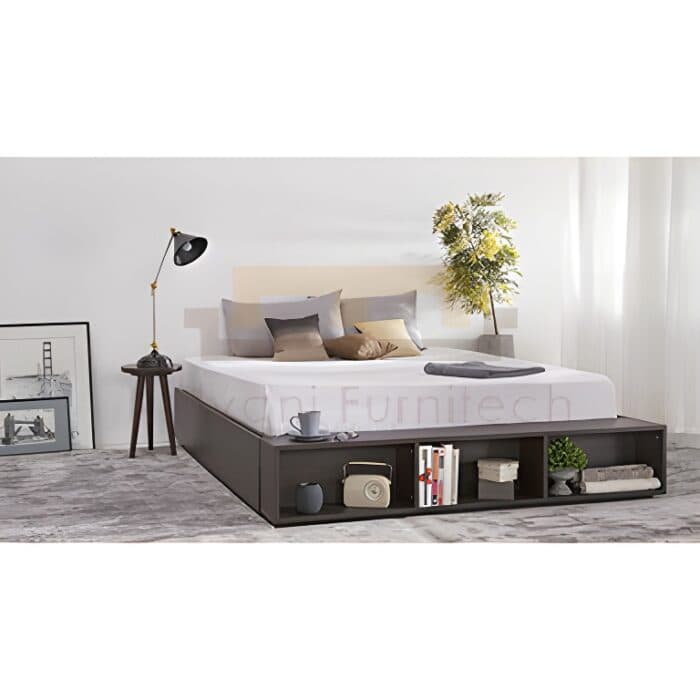 Modern Black Bed with Storage Shelves Modern Black Bed with Storage Shelves