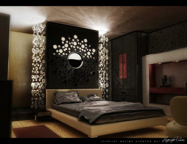 The Bedroom has a Black and Cream Colour as Main Colours The Bedroom has a Black and Cream Colour as Main Colours