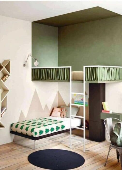 Multifunctional Children’s Bedroom having a Bunk Bed with Storage Unit & Study Space Multifunctional Children's Bedroom having a Bunk Bed with Storage Unit & Study Space