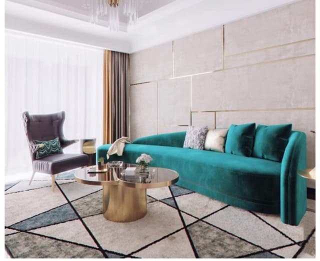 Peacock Green Velvet Upholstered Sofa is a Nicely Place with Grey Upholstered Wingback Chair in the Living Room Peacock Green Velvet Upholstered Sofa is a Nicely Place with Grey Upholstered Wingback Chair in the Living Room