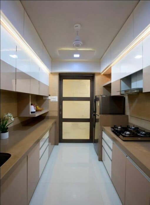 The Beige & White Kitchen consists of Parallel Countertop – 2 The Beige & White Kitchen consists of Parallel Countertop - 2