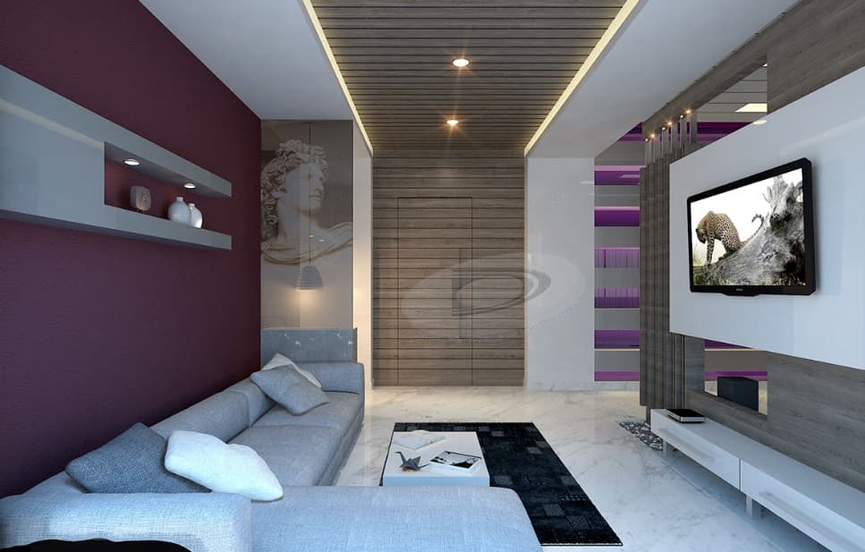 The Living Room Consists of L Shape Light Grey Upholstered Sectional Sofa with White Rectangular Slim Center Table – 1 The Living Room Consists of L Shape Light Grey Upholstered Sectional Sofa with White Rectangular Slim Center Table - 1