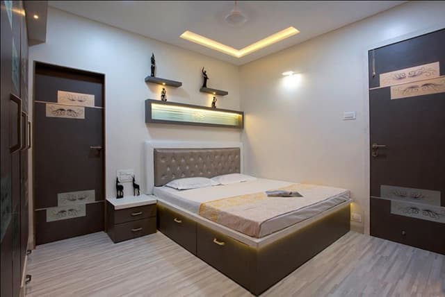 This Bedroom has a Rectangular Wooden Bed This Bedroom has a Rectangular Wooden Bed