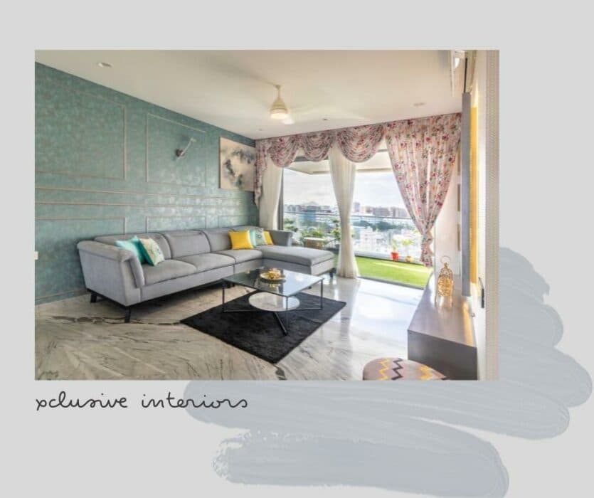 Grey Upholstered Sectional Sofa Nicely Placed in this Living Room with Square Metal Framed Center Table & Glass Top Grey Upholstered Sectional Sofa Nicely Placed in this Living Room with Square Metal Framed Center Table & Glass Top