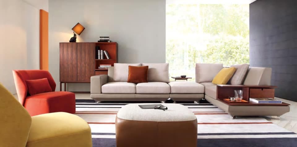 The Living Room having Off White Sectional Sofa The Living Room having Off White Sectional Sofa