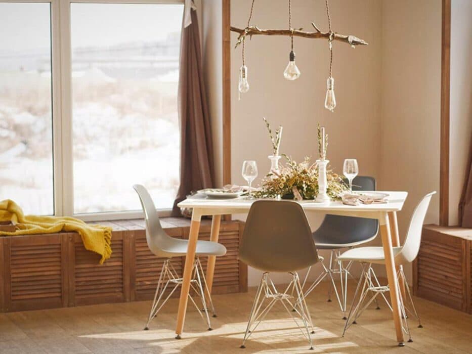 4-Seater Rectangular Wooden Dining Table Dining Room - Table