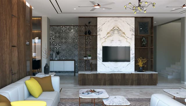 White & Brown Modern Style Living Room Living Room