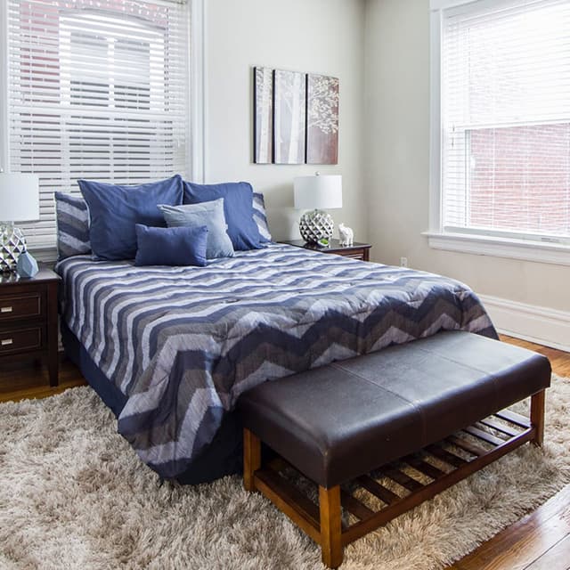 Rectangular Bed with Wooden side tables Rectangular Bed with Wooden side tables