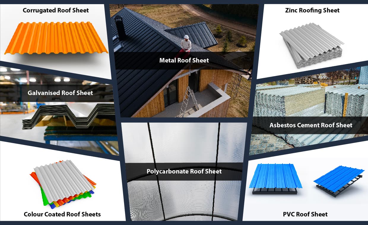 Collage of types of roofing sheets Collage of types of roofing sheets