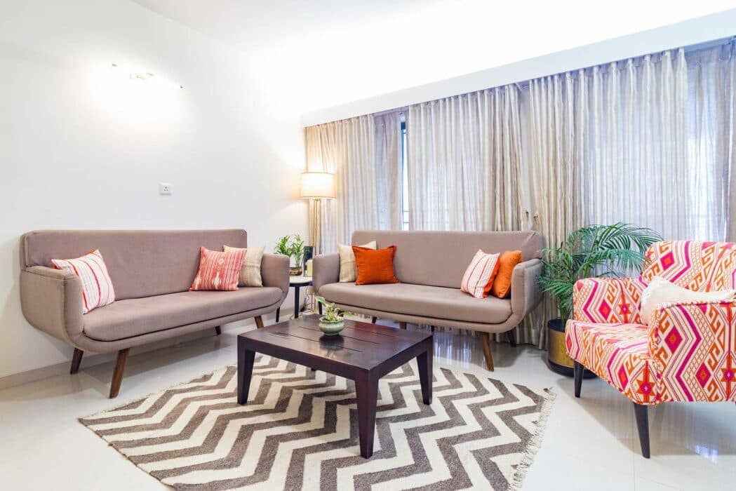 2-Seater Scandinavian Style Beige coloured Sofa Sofa - Center Table