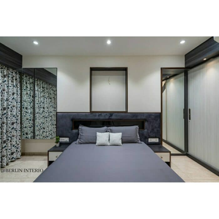 Modern Compact Bedroom in Greys and White Modern Compact Bedroom in Greys and White