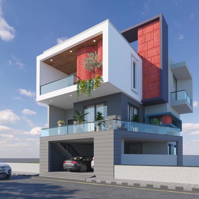 Modern White House Characterized by Clean Lines and Geometric Shapes Modern White House