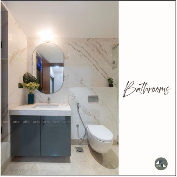 Corner of a Modern Minimal Bathroom with Wash Basin and WC Corner of a Modern Minimal Bathroom with Wash Basin and WC