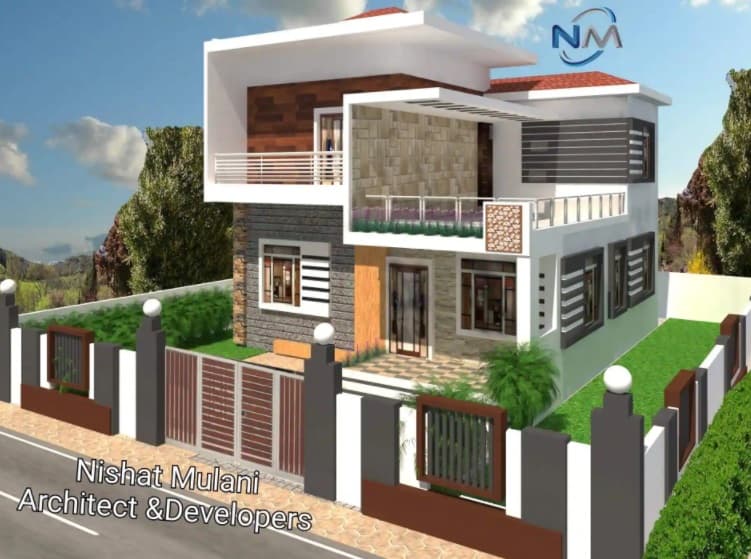 Two-Story House with a Grey and White Exterior Two-Story House with a Grey and White Exterior