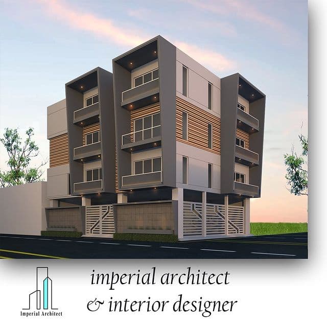 Modern Three-Story Residential Building in Grey and Brown Modern Three-Story Residential Building in Grey and Brown