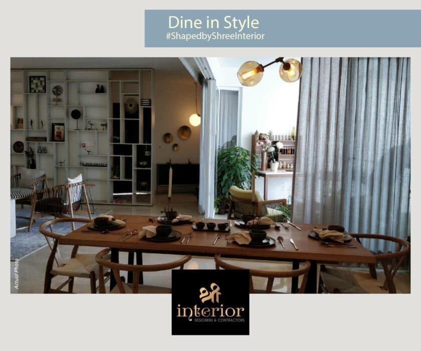 stylish Dining Area with a Well-Set Wooden Table Stylish Dining Area with a Well-Set Wooden Table