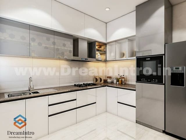 Sparkling White Kitchen with White Square Tiles Sparkling White Kitchen with White Square Tiles