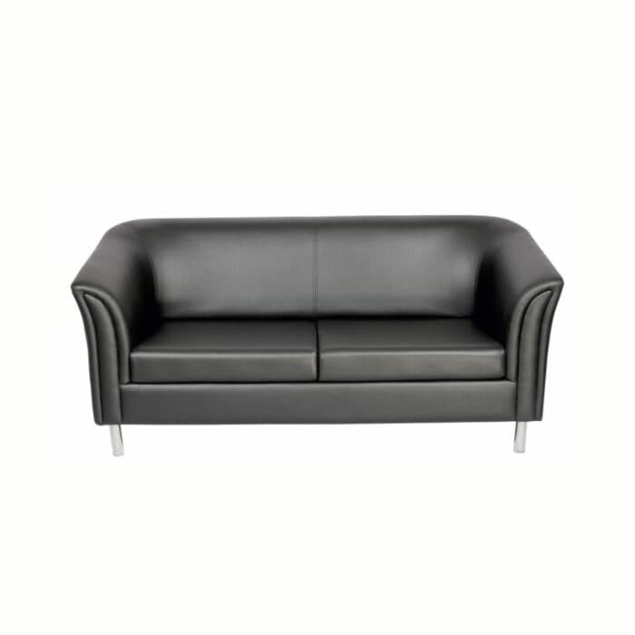 Modern-Style Black Leather Sofa with a Smooth Texture Modern-Style Black Leather Sofa with a Smooth Texture
