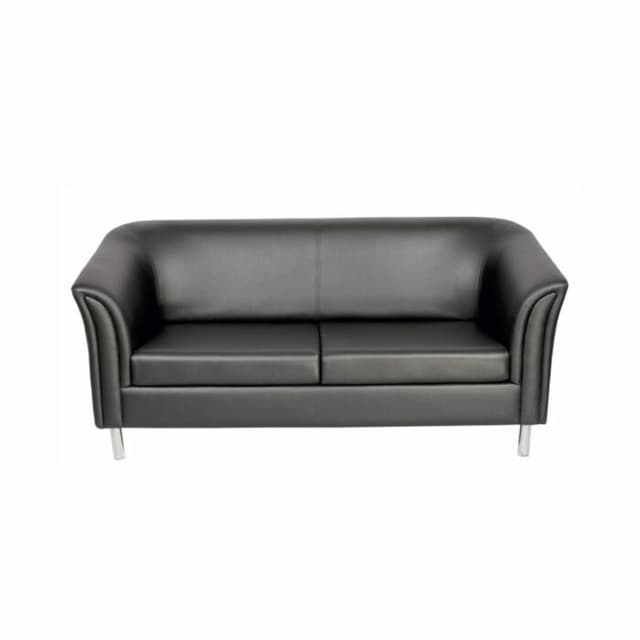 Modern-Style Black Leather Sofa with a Smooth Texture Modern-Style Black Leather Sofa with a Smooth Texture