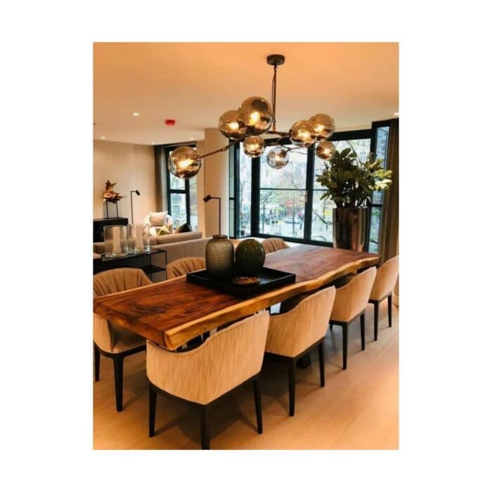 Modern Dining Room Setting with a Natural Wood Dining Table Modern Dining Room Setting with a Natural Wood Dining Table