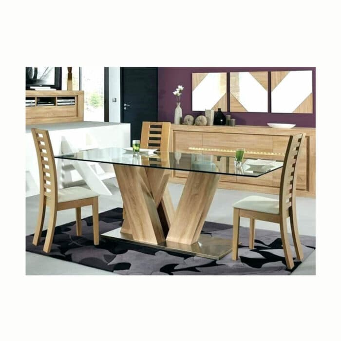 Modern Dining Room Setting with Glass-Top Table Modern Dining Room Setting with Glass-Top Table