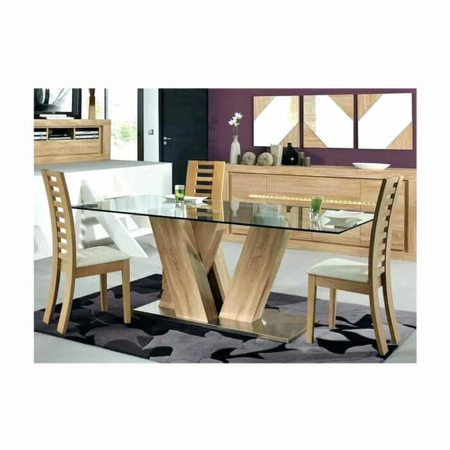 Modern Dining Room Setting with Glass-Top Table Modern Dining Room Setting with Glass-Top Table