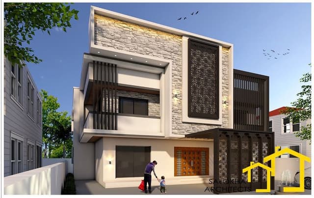 Two-Story Residential Building with a Modern Architectural Design Two-Story Residential Building with a Modern Architectural Design