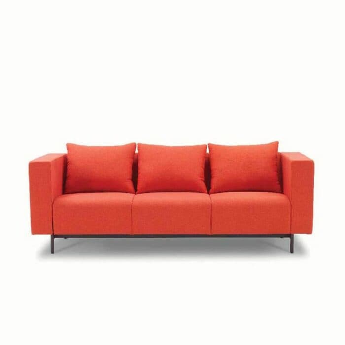 Three-Seat Sofa with a Vibrant Orange Fabric Three-Seat Sofa with a Vibrant Orange Fabric