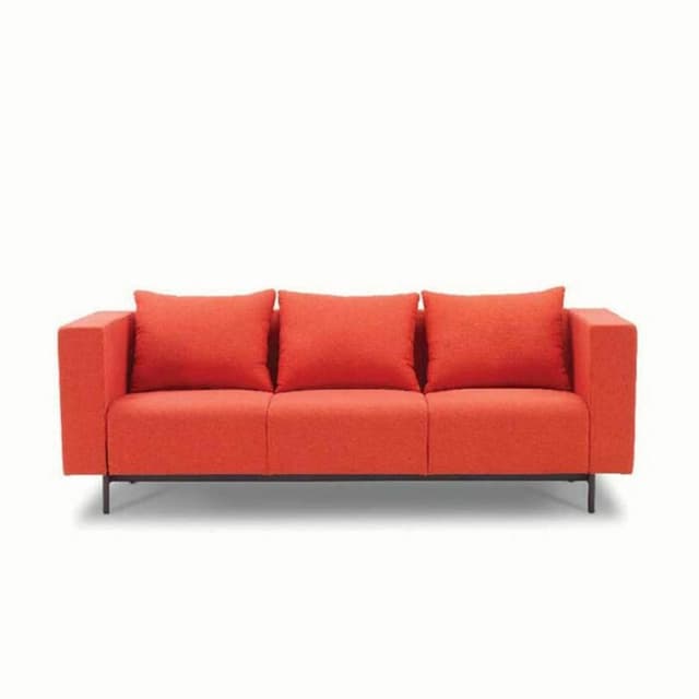 Three-Seat Sofa with a Vibrant Orange Fabric Three-Seat Sofa with a Vibrant Orange Fabric