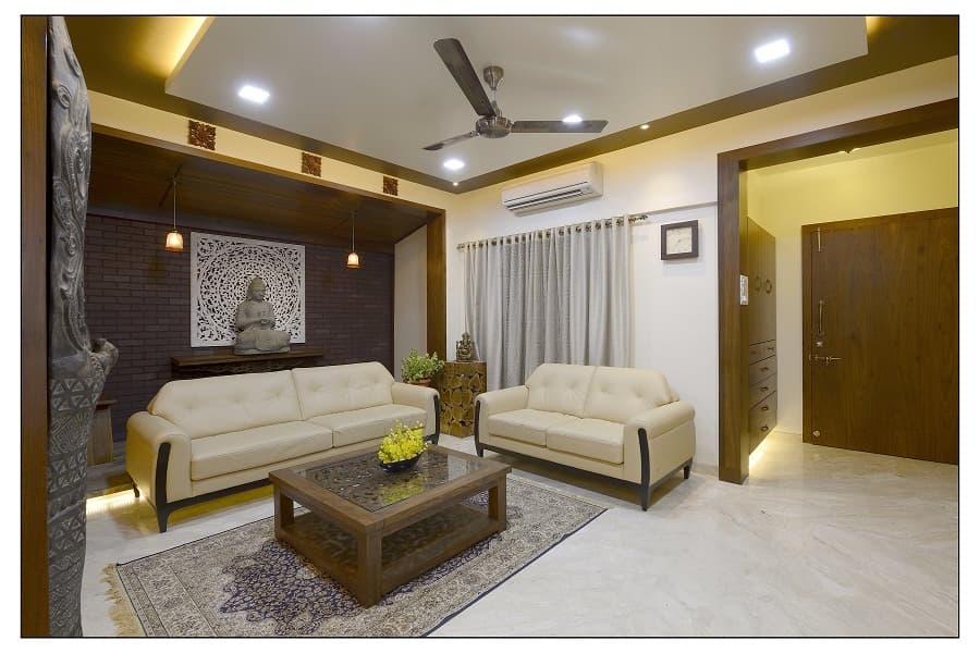 Living Room View – 1 Modern Living Room Seamlessly Extends into a Family Space