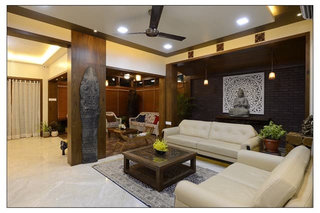 Living Room View – 2 Modern Living Room Seamlessly Extends into a Family Space