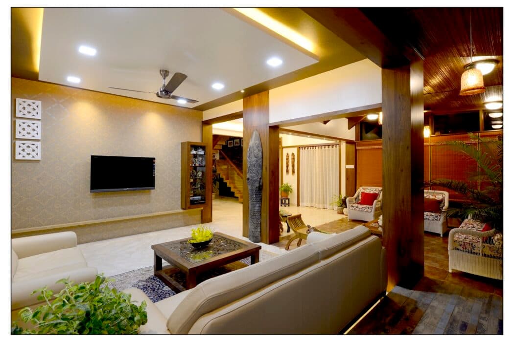 Living Room View – 3 Modern Living Room Seamlessly Extends into a Family Space