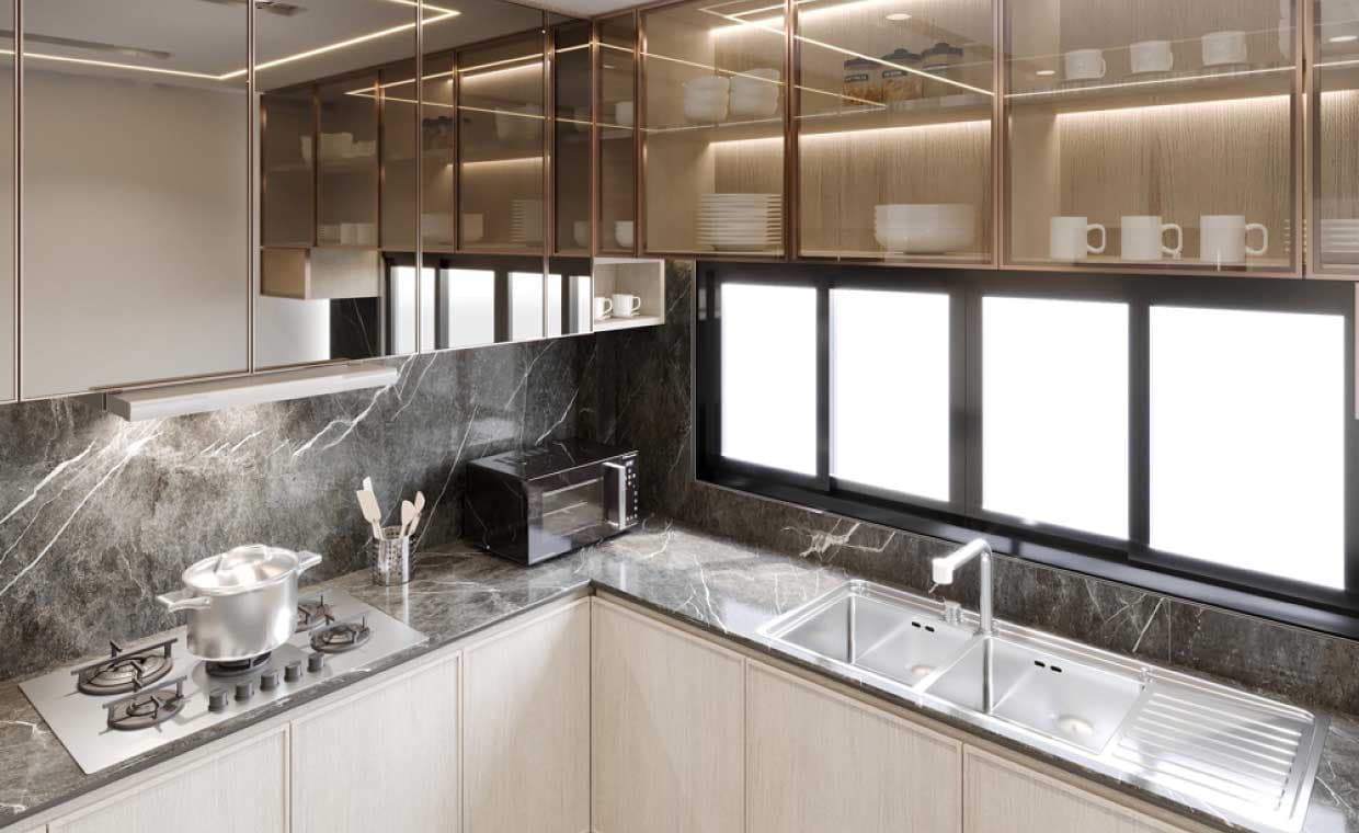 Tips to Design Glass Kitchen Cabinets – 01 – 0504120016 Tips to Design Glass Kitchen Cabinets