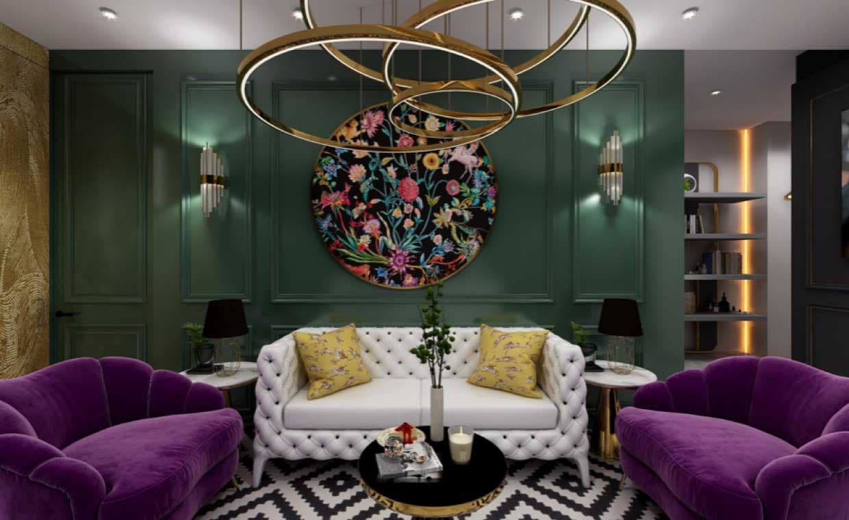 Art-Deco Style Interiors in a Living Room Art-Deco Style Interiors in a Living Room