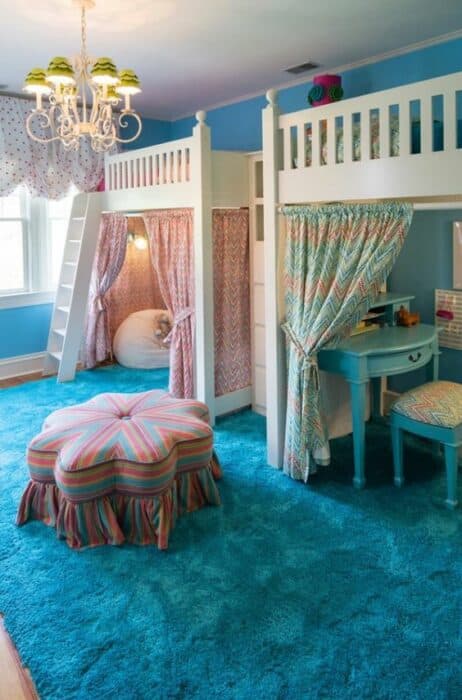Children’s Bedroom Features a Vibrant Blue Children's Bedroom Features a Vibrant Blue